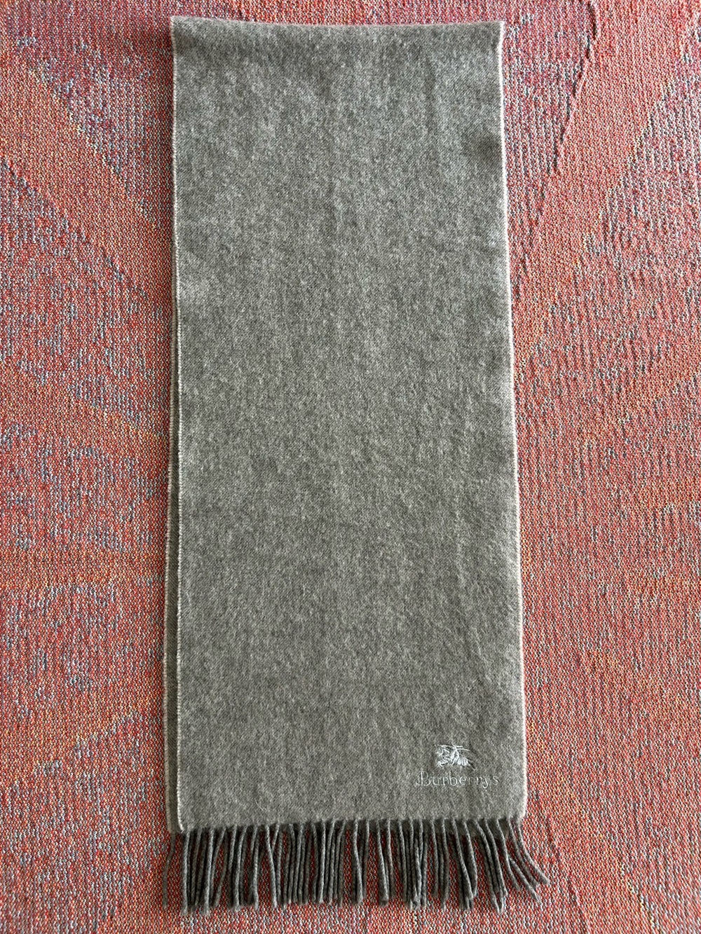 Vintage Burberrys of London 100% Cashmere Gray Scarf Made in England Equestrian
